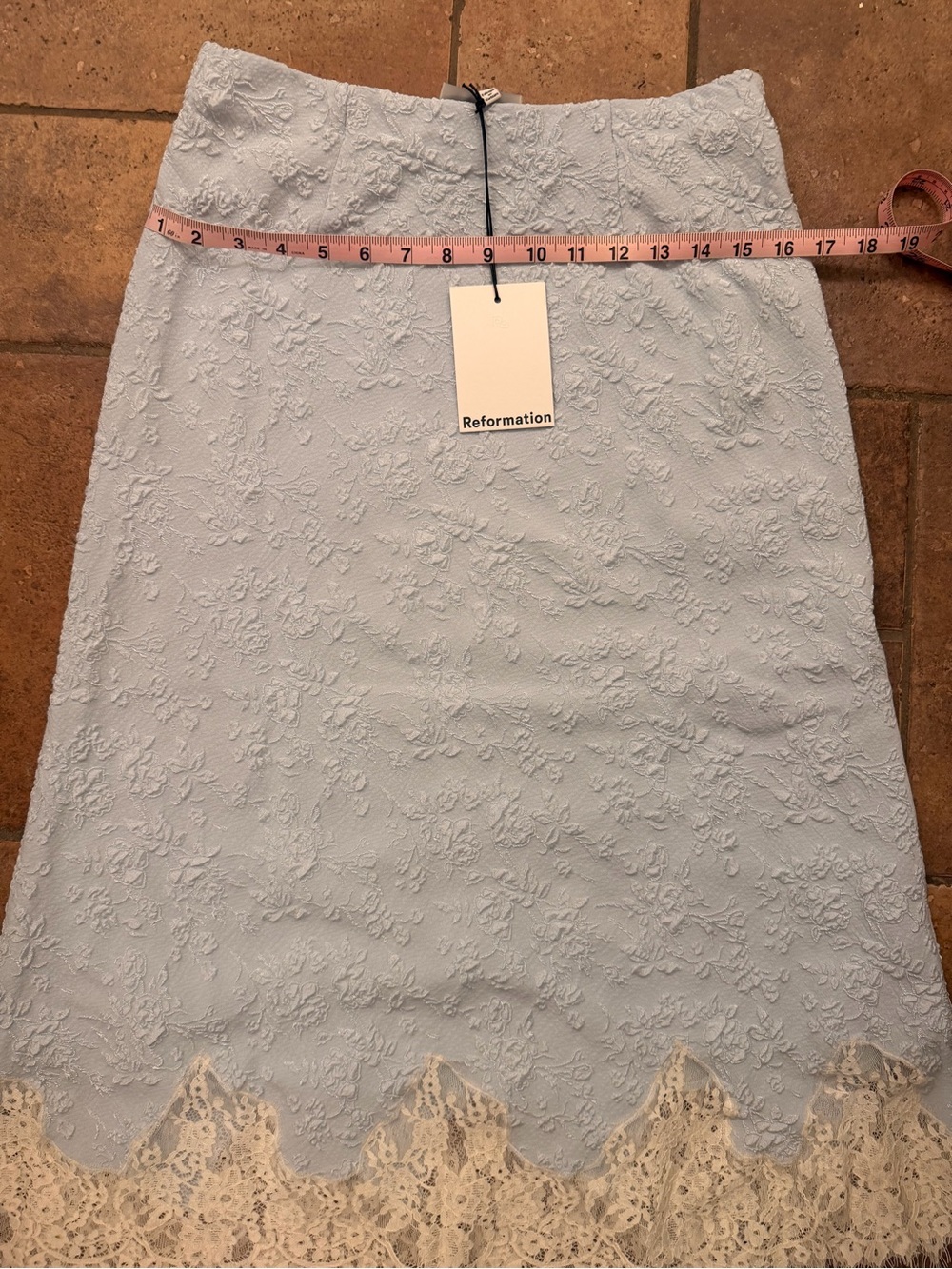 Reformation Powder Blue Lace-Trim Midi Skirt - Picture 7 of 7